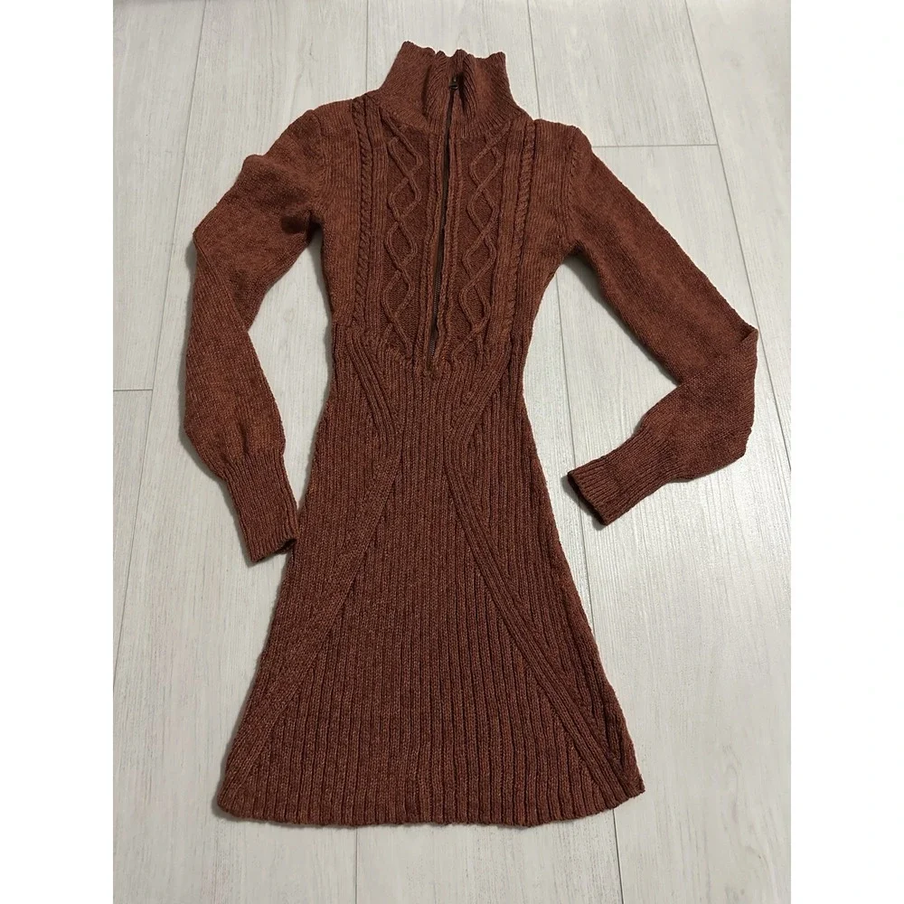 Free People Sweater Dress Sz XS Rust‎ Color Preppy Academia Schoolgirl